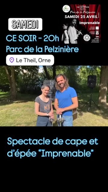 [🤺Samedi 25 avril : Imprenable, une aventure théâtrale de cape et d’épée à Val-au-Perche ]Dans le cadre de sa saison culturelle, en partenariat avec @lacompagniedutheatre, la ville de @valauperche61260 propose le samedi 25 avril 2026 à 20h dans le Parc de la Pelzinière du Theil-sur-Huisne, le spectacle « Imprenable » par la Compagnie “Nayl Créations” @nayl_crea : 1667, le Royaume de France est en guerre. Vauban, ingénieur du Roi Louis XIV, sillonne les routes du pays qu’il faut défendre de tous côtés. L’ampleur de la sa tâche est énorme. Il est assisté dans son ouvrage d’une secrétaire au tempérament bien trempé, Mademoiselle Louise. Ce que le célèbre architecte ignore, c’est qu’elle est en réalité une espionne chargée de sa sécurité. Louise a beau être une « héroïne royaliste », être garde-du-corps d’une des plus fortes têtes de l’Armée du Roi sans être découverte demeure une mission extrêmement périlleuse ! Tel est le fil de l’histoire du spectacle « imprenable » qui s’appuie avec fidélité sur la vie du célèbre ingénieur Vauban pour proposer une aventure inédite dans la lignée des grands classiques de cape et d’épée tels que « Cyrano de Bergerac », « Les Trois mousquetaires », « Ruy Blas », « Le Bossu »…« Le cadre naturel du Parc de la Pelzinière est propice à s’immerger dans ce spectacle original où le geste et le verbe seront de la partie et l’escrime artistique, une pièce maitresse du spectacle » explique Sébastien Thirouard, Maire de Val-au-Perche.En effet, les comédiens, Marie Nédélec et Germain Nayl sont Champions de France d’Escrime Artistique et ont reçu un Prix d’Excellence Claude Carliez en 2020. Un spectacle immanquable, le samedi 25 avril 2026 à 20h dans le Parc de la Pelzinière au Theil-sur-Huisne. Le spectacle est à prix libre et ouvert à tous.Plus d’infos sur : www.naylcreations.com/