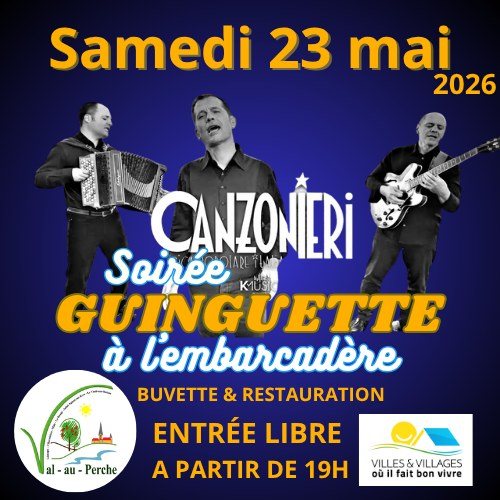 #guinguette 🎶La Dolce Vita s’invite lors de la 4ème Guinguette à l’embarcadère à @valauperche61260La Ville de Val-au-Perche donne rendez-vous au public le samedi 23 mai 2026 pour la quatrième édition de sa « Guinguette à l’embarcadère », un moment festif et convivial au bord de l’Huisne. Le temps d’une soirée, l’embarcadère du Theil-sur-Huisne (rue de la Fontaine) se transforme en véritable bal populaire aux accents italiens.À l’affiche, le trio « Canzonieri » embarquera le public dans un voyage musical vibrant, entre balades napolitaines, tarentelles entraînantes et grands classiques de la chanson italienne. Porté par une énergie chaleureuse et authentique, le groupe revisite des titres emblématiques tels que Bella Ciao, Luna Rossa ou Tanto pe’cantà, tout en rendant hommage à des artistes majeurs comme Adriano Celentano ou Giovanna Marini. « Cette soirée guinguette est pensée comme un moment de partage et de convivialité, un avant-goût de la fête de la musique qui se déroulera en juin sur la commune, avec une mise à l’honneur des musiques méditerranéennes — notamment espagnoles et portugaises — lors des premières parties », souligne Michel Llorens, adjoint au maire délégué à la culture.Sur place, buvette et restauration seront proposées par l’association Mâle, Solidarité Villageoise et l’Amicale des sapeurs-pompiers de Val-au-Perche. Le public est invité à jouer le jeu de l’ambiance guinguette, avec canotiers, bretelles ou robes à fleurs, pour une soirée placée sous le signe de la Dolce Vita.Samedi 23 mai 2026
À partir de 19h
Embarcadère – rue de la Fontaine, Le Theil-sur-Huisne
Entrée libre
Plus d’infos sur : https://yohansati.com/artistes/canzonieri