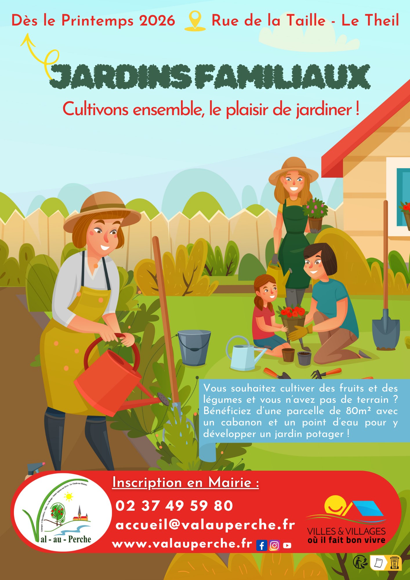 #jardinsfamiliaux 🍅 L'inscription aux jardins familiaux est ouverte à @valauperche61260Vous souhaitez cultiver des fruits et des légumes et vous n’avez pas de terrain ?Bénéficiez d’une parcelle de 80m² avec un cabanon et un point d’eau pour y développer un jardin potager !Inscription en Mairie : accueil@valauperche.fr