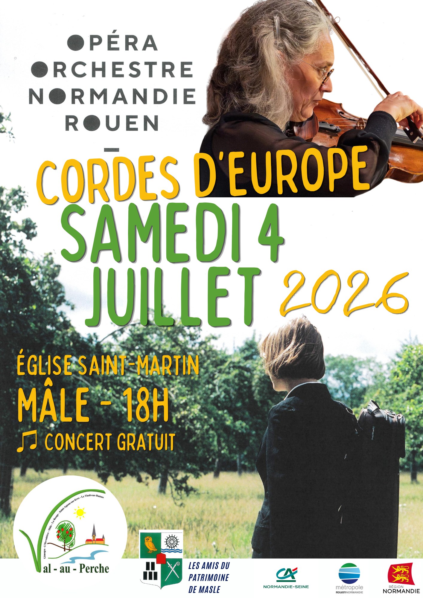 #concert 🎻L’Ensemble de l’Opéra Normandie Roue sera en concert samedi 4 juillet à @valauperche61260🎶La ville de Val-au-Perche propose un concert gratuit le samedi 4 juillet à 18h à l’église Saint-Martin de Mâle intitulé « Cordes d’Europe ».🎶Et si la musique savante avait commencé dans les villages ? Ce concert rend hommage à l’âme populaire de l’Europe centrale, de la Hongrie à la Bohème. Sous les archets d’un orchestre à cordes, trois grands compositeurs révèlent leur amour du folklore. Brahms ouvre le bal avec ses Danses hongroises, véritables bijoux de virtuosité et d’élégance, inspirées de mélodies tziganes croisées à Vienne. Avec Bartók, c’est une autre approche : collectées sur le terrain en Transylvanie, ses Danses roumaines traduisent un travail d’ethnologue autant que de styliste musical. Ici, les rythmes claquent et les modes populaires remplacent l’harmonie classique. Puis, avec Dvořák, la fougue laisse place à la tendresse : sa Sérénade pour cordes, traversée de lyrisme et d’émotion, déploie une écriture où la musique populaire devient poésie. Trois manières de faire chanter les peuples, trois regards sur un demi-siècle de tradition recomposée.« Ce concert, organisé en partenariat avec les Amis du Patrimoine de Masle, s’inscrit dans la saison culturelle des Esti’VAL avec concerts, cinéma en plein air, après-midi jeux, activités jeunesse et feu d’artifice sont prévus cet été » explique Michel Llorens, Adjoint délégué à la Culture.🎻Concert « Cordes d’Europe »
🎶 @orchestre_regional_normandie
📆Samedi 4 juillet 2026 – 18h
📍Église Saint-Martin de Mâle
👛Gratuit
