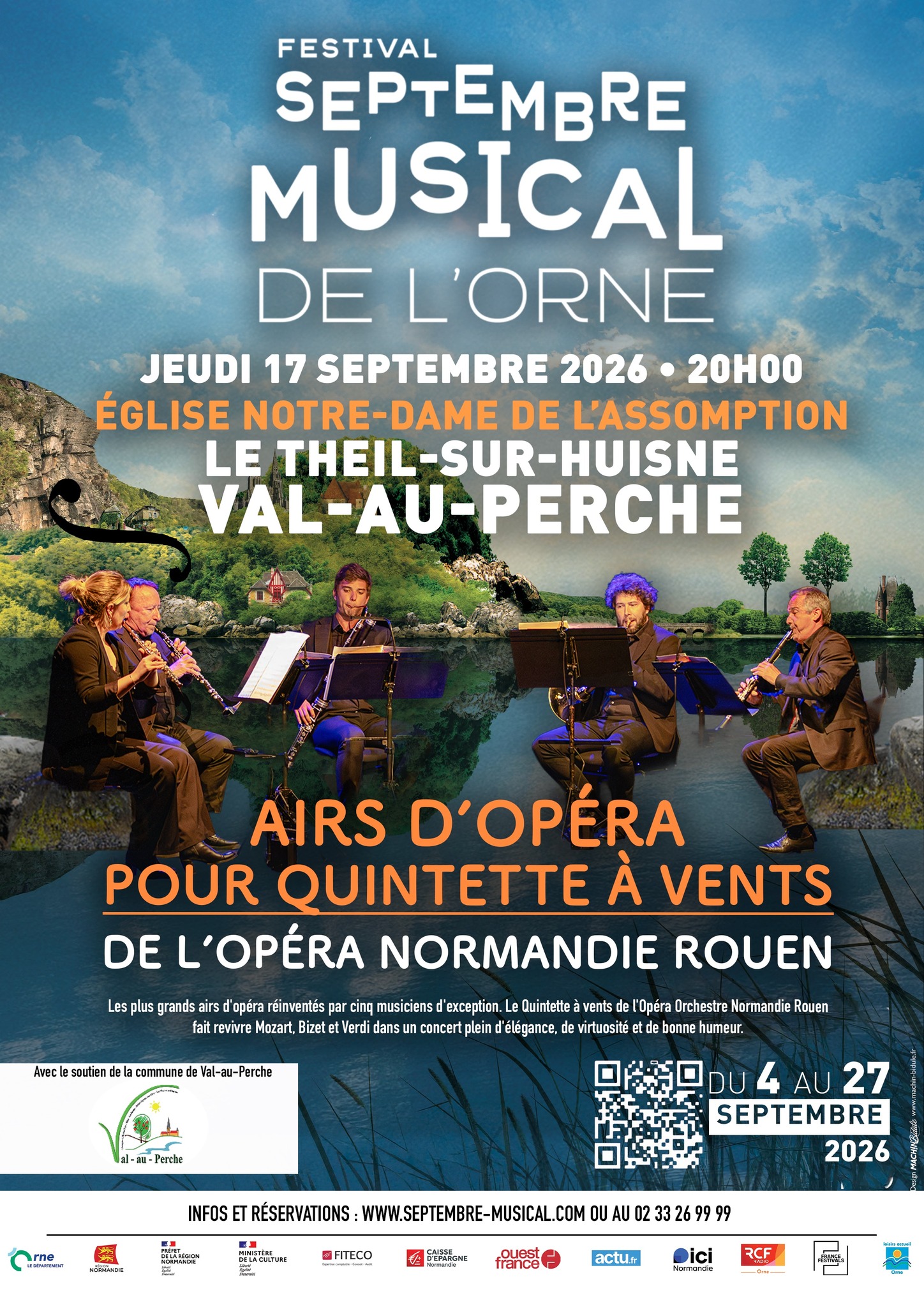 🎶 [Le septembre musical approche à @valauperche61260 ]🎶📅 Jeudi 17 septembre 2026 à 20h
📍 Église Notre-Dame de l’Assomption – Le Theil-sur-HuisneLe Septembre Musical de l’Orne fait escale à Val-au-Perche pour une soirée musicale exceptionnelle dans le cadre majestueux de l’église Notre-Dame de l’Assomption. ✨🎻 Une belle occasion de découvrir des artistes de talent et de profiter d’un moment musical privilégié au cœur de notre patrimoine.Que vous soyez mélomane averti ou simplement curieux de découvrir de nouveaux univers musicaux, rendez-vous le 17 septembre !👉 Pensez à réserver votre soirée ! https://www.septembre-musical.com/produit/airs-d-opera-pour-quintette-a-vents/🎶 Val-au-Perche vous donne rendez-vous pour une soirée placée sous le signe de la musique et du patrimoine.À vos agendas ! 🗓️🎵