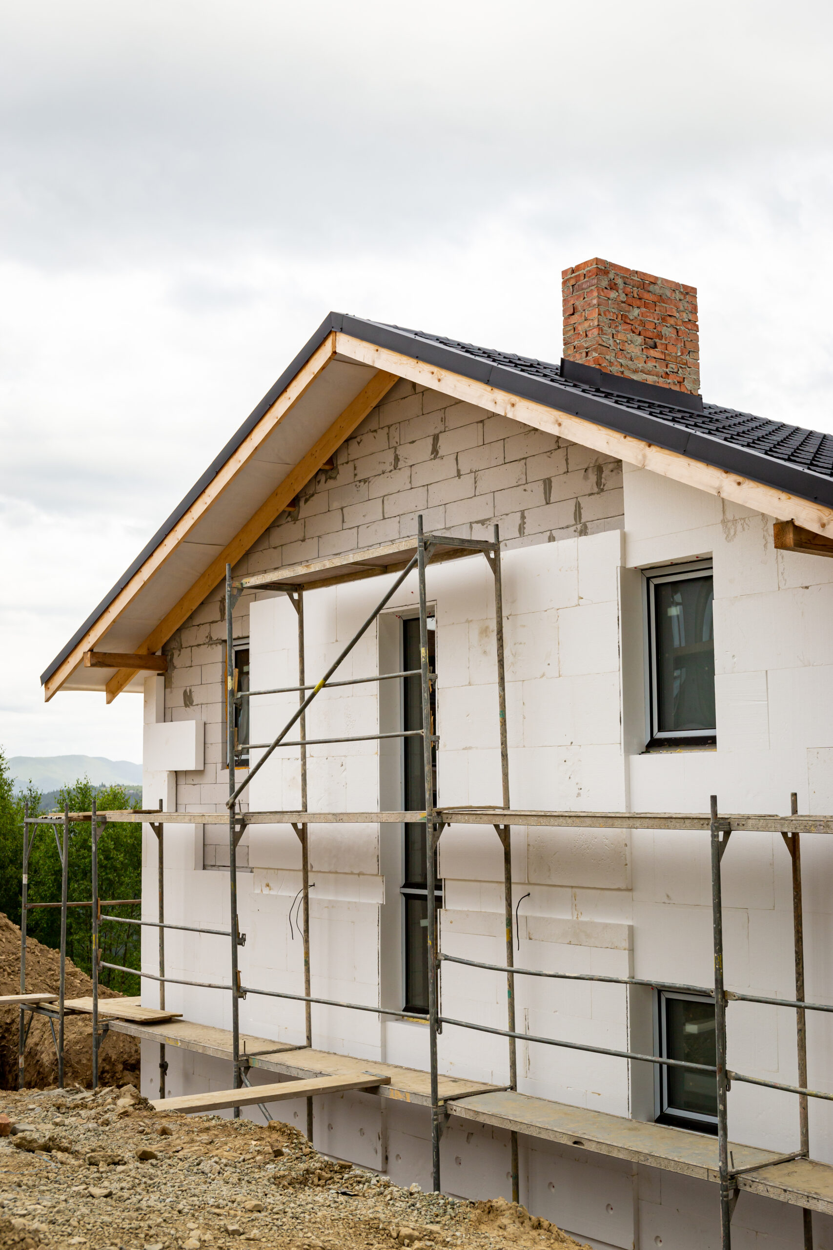 Urbanisme - Echaffaudage devant maison - Travaux de revêtement