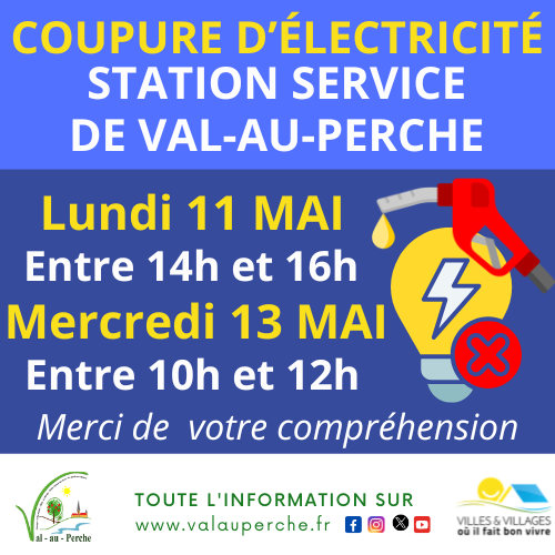 Les 11 et 13 mai 2026 : coupure Enedis à la station service communale