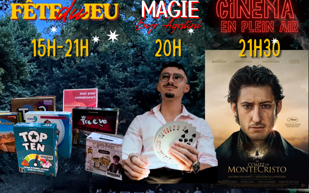 Jeux, magie et cinéma en plein air le jeudi 16 juillet