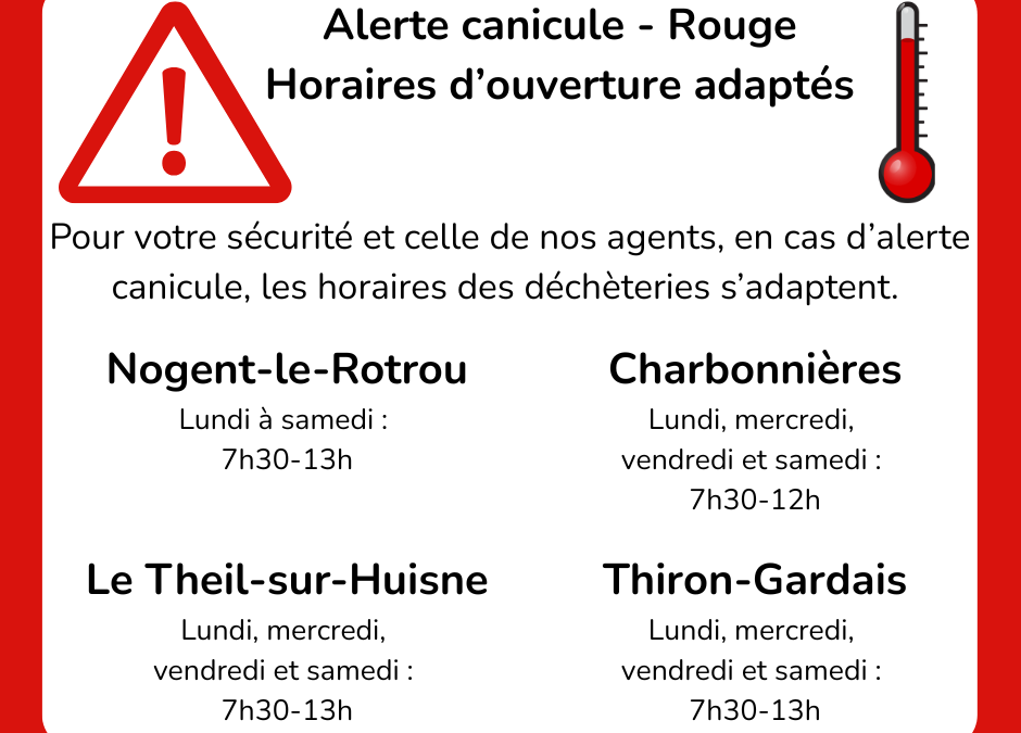 Vigilance canicule – Adaptation des horaires des déchèteries