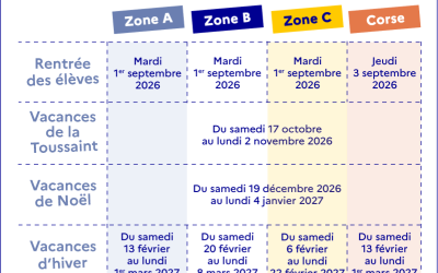 Découvrez les dates des vacances scolaires 2026-2027