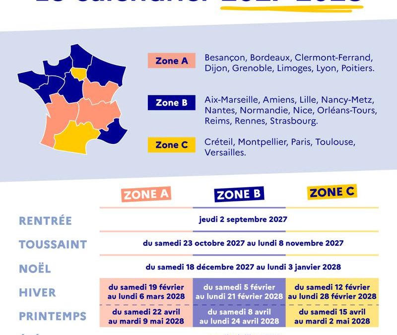 TEXTE OFFICIEL Le calendrier scolaire de l’année 2027-2028 est fixé