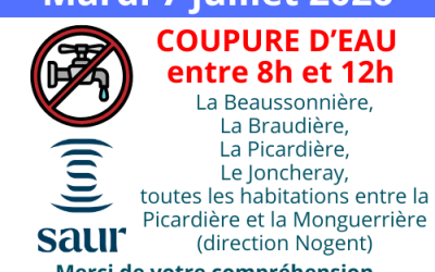 Coupure d&rsquo;eau mardi 7 juillet secteur La Rouge