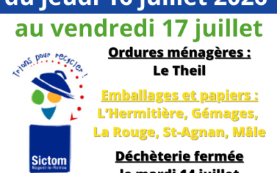 Report des collectes en raison du 14 juillet férié