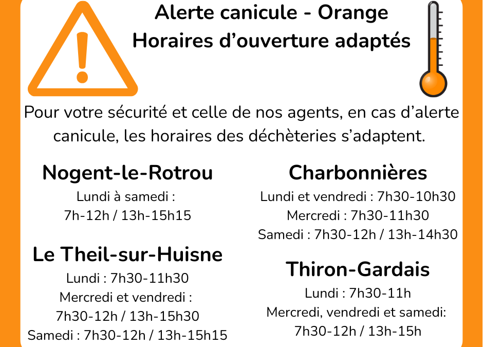 Canicule : changements d’horaires des déchèteries.