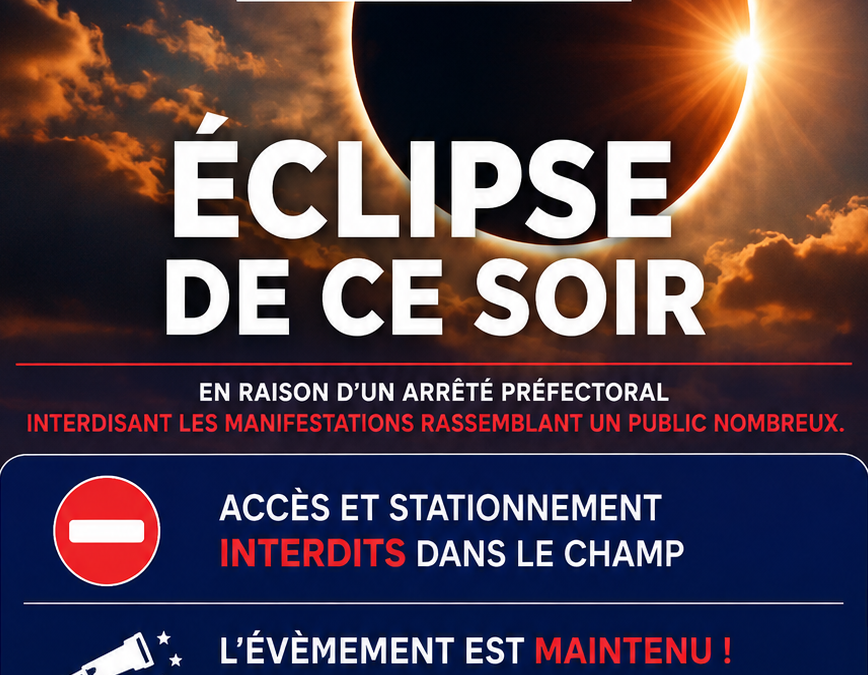 Éclipse de ce soir : changement important.